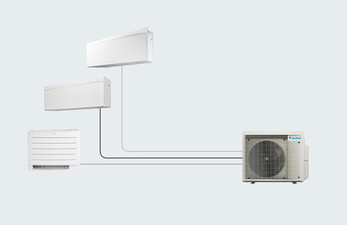 Иллюстрация пяти подключенных блоков Daikin